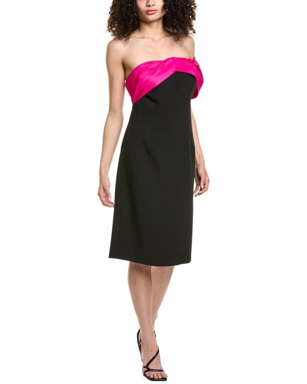 NWT Teri Jon By Rickie Freeman Plus Size 18 XL Black Pink Off-The-Shoulder Dress